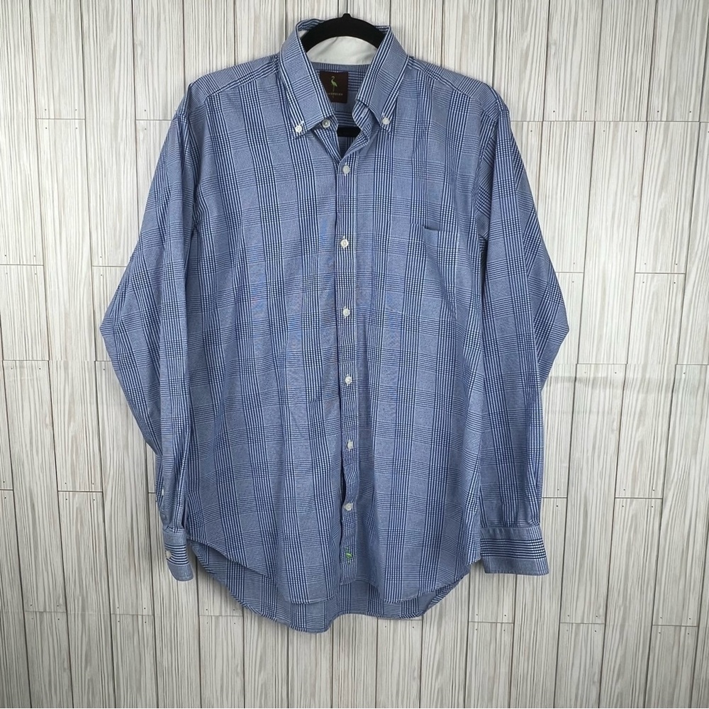 TailorByrd Men’s‎ Long Sleeve Blue and White Button Down Shirt Size Large